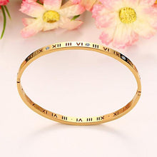 Load image into Gallery viewer, Unisex Roman Numerals Carving Crystal Inlaid Titanium Steel Bracelet, Size: 6.2*5.8*1cm - Mega Discount Store Ghana