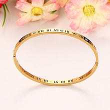 Load image into Gallery viewer, Unisex Roman Numerals Carving Crystal Inlaid Titanium Steel Bracelet, Size: 6.2*5.8*1cm - Mega Discount Store Ghana