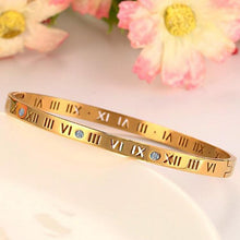 Load image into Gallery viewer, Unisex Roman Numerals Carving Crystal Inlaid Titanium Steel Bracelet, Size: 6.2*5.8*1cm - Mega Discount Store Ghana