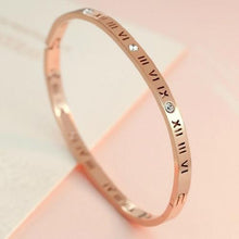 Load image into Gallery viewer, Unisex Roman Numerals Carving Crystal Inlaid Titanium Steel Bracelet, Size: 6.2*5.8*1cm - Mega Discount Store Ghana