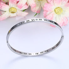 Load image into Gallery viewer, Unisex Roman Numerals Carving Crystal Inlaid Titanium Steel Bracelet, Size: 6.2*5.8*1cm - Mega Discount Store Ghana