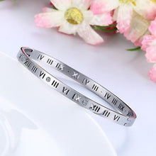 Load image into Gallery viewer, Unisex Roman Numerals Carving Crystal Inlaid Titanium Steel Bracelet, Size: 6.2*5.8*1cm - Mega Discount Store Ghana