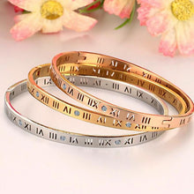 Load image into Gallery viewer, Unisex Roman Numerals Carving Crystal Inlaid Titanium Steel Bracelet, Size: 6.2*5.8*1cm - Mega Discount Store Ghana