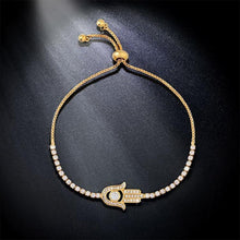 Load image into Gallery viewer, Valentines Day Gift Hamsa Hand Crystal Inlaid Hand Chain Bracelet, Chain Length: 25cm(Silver) - Mega Discount Store Ghana