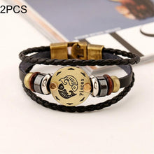 Load image into Gallery viewer, 2 PCS Couple Lovers Jewelry Leather Braided Pisces Constellation Detail Hand Chain Bracelet - Mega Discount Store Ghana