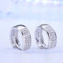 Load image into Gallery viewer, 2 PCS Women S925 Silver Platinum Diamond Hoop Earrings Valentines Day Gift - Mega Discount Store Ghana