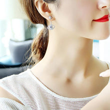 Load image into Gallery viewer, 2 PCS Fashion Platinum Plated Diamond Blue Evil Eye Pendant Earrings - Mega Discount Store Ghana