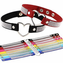 Load image into Gallery viewer, Rhinestone Heart Shape Punk Collar Fashion Female Choker Necklace, Random Color Delivery - Mega Discount Store Ghana