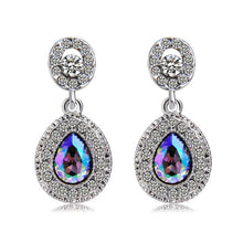 Load image into Gallery viewer, Silver Plated Round Inlaid Zircon Pendant Colorful Crystal Earring(Silver) - Mega Discount Store Ghana