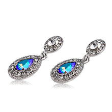 Load image into Gallery viewer, Silver Plated Round Inlaid Zircon Pendant Colorful Crystal Earring(Silver) - Mega Discount Store Ghana