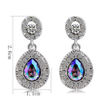 Load image into Gallery viewer, Silver Plated Round Inlaid Zircon Pendant Colorful Crystal Earring(Silver) - Mega Discount Store Ghana