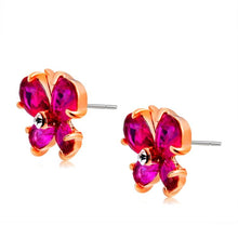 Load image into Gallery viewer, Plated Rose Gold Butterfly Zircon-Embellished Red Crystal Wing Stud Earring(Red) - Mega Discount Store Ghana