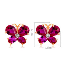 Load image into Gallery viewer, Plated Rose Gold Butterfly Zircon-Embellished Red Crystal Wing Stud Earring(Red) - Mega Discount Store Ghana