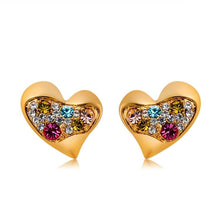 Load image into Gallery viewer, Heart-Shaped Gold-Plated Colored Zircon Stud Earring - Mega Discount Store Ghana
