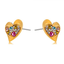 Load image into Gallery viewer, Heart-Shaped Gold-Plated Colored Zircon Stud Earring - Mega Discount Store Ghana