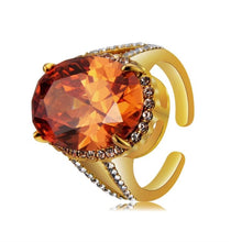Load image into Gallery viewer, Fashion Gold-Plated Zircon-Embedded Orange Egg-Shaped Crystal Ring for Women Gold with Diamond - Mega Discount Store Ghana