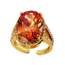 Load image into Gallery viewer, Fashion Gold-Plated Zircon-Embedded Orange Egg-Shaped Crystal Ring for Women Gold with Diamond - Mega Discount Store Ghana