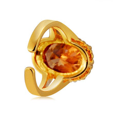 Load image into Gallery viewer, Fashion Gold-Plated Zircon-Embedded Orange Egg-Shaped Crystal Ring for Women Gold with Diamond - Mega Discount Store Ghana