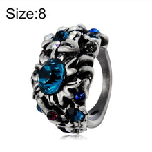 Load image into Gallery viewer, Fashion Plated Old Silver Flower with Colored Crystal Ring for Women Silver with Diamond - Mega Discount Store Ghana