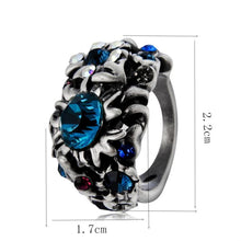 Load image into Gallery viewer, Fashion Plated Old Silver Flower with Colored Crystal Ring for Women Silver with Diamond - Mega Discount Store Ghana