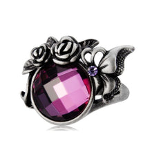Load image into Gallery viewer, Classic Butterfly Rose Inlay Purple Crystal Ring for Women Silver with Diamond - Mega Discount Store Ghana