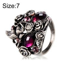 Load image into Gallery viewer, Classic Plated Silver Rose Butterfly Inlay Purple Crystal Mask Ring Silver with Diamond - Mega Discount Store Ghana