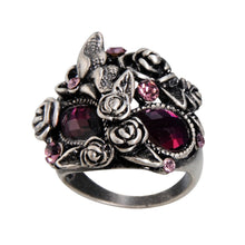 Load image into Gallery viewer, Classic Plated Silver Rose Butterfly Inlay Purple Crystal Mask Ring Silver with Diamond - Mega Discount Store Ghana