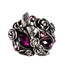 Load image into Gallery viewer, Classic Plated Silver Rose Butterfly Inlay Purple Crystal Mask Ring Silver with Diamond - Mega Discount Store Ghana