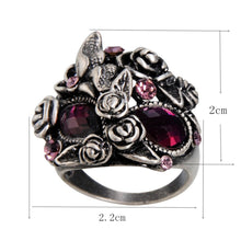 Load image into Gallery viewer, Classic Plated Silver Rose Butterfly Inlay Purple Crystal Mask Ring Silver with Diamond - Mega Discount Store Ghana