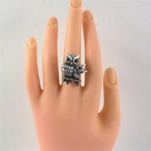 Load image into Gallery viewer, Plated Ancient Silver Double Owl Ring for Men and Women(Silver with Diamond, US, Adjustable Size) - Mega Discount Store Ghana