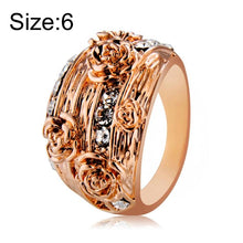 Load image into Gallery viewer, Fashion Rose Gold Plated Rosette with Rhinestone Ring for Women Gold with Diamond - Mega Discount Store Ghana