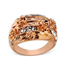 Load image into Gallery viewer, Fashion Rose Gold Plated Rosette with Rhinestone Ring for Women Gold with Diamond - Mega Discount Store Ghana