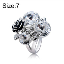Load image into Gallery viewer, Fashion Silver-Plated Flower Butterfly with Three Diamond-Shaped Crystal Ring Silver with Diamond - Mega Discount Store Ghana