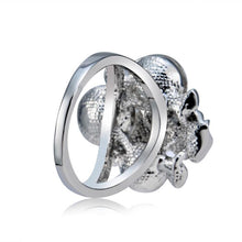 Load image into Gallery viewer, Fashion Silver-Plated Flower Butterfly with Three Diamond-Shaped Crystal Ring Silver with Diamond - Mega Discount Store Ghana