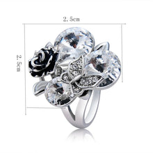 Load image into Gallery viewer, Fashion Silver-Plated Flower Butterfly with Three Diamond-Shaped Crystal Ring Silver with Diamond - Mega Discount Store Ghana