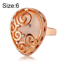 Load image into Gallery viewer, Fashion Zircon Pattern Plated Rose Drop-Shaped Crystal Ring for Women Gold with Diamond, - Mega Discount Store Ghana