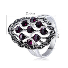 Load image into Gallery viewer, Silver-plated Flower with Zircon-embedded Dark Red Crystal Ring for Women Silver with Diamond - Mega Discount Store Ghana