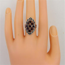 Load image into Gallery viewer, Silver-plated Flower with Zircon-embedded Dark Red Crystal Ring for Women Silver with Diamond - Mega Discount Store Ghana