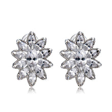Load image into Gallery viewer, Silver Plated Clear Crystal Petal Flower Earrings (Silver) - Mega Discount Store Ghana