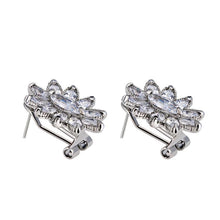 Load image into Gallery viewer, Silver Plated Clear Crystal Petal Flower Earrings (Silver) - Mega Discount Store Ghana