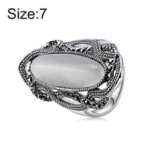 Load image into Gallery viewer, Plated Lace with Black Zircon-Inlaid Strips of Colored Crystal Ring Silver with Diamond [White] - Mega Discount Store Ghana