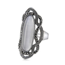 Load image into Gallery viewer, Plated Lace with Black Zircon-Inlaid Strips of Colored Crystal Ring Silver with Diamond [White] - Mega Discount Store Ghana