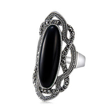 Load image into Gallery viewer, Silver-Plated Lace with Black Zircon- Strips of Colored Crystal Ring Silver with Diamond (Black) - Mega Discount Store Ghana