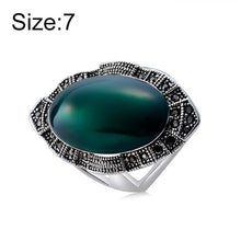 Load image into Gallery viewer, Plated Wavy Lace with Black Zircon Inlaid Red Imitation Gemstone Ring Silver with Diamond (Green) - Mega Discount Store Ghana