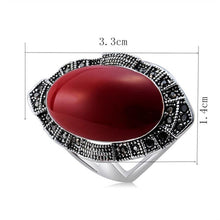 Load image into Gallery viewer, Plated Wavy Lace with Black Zircon Inlaid Red Imitation Gemstone Ring Silver with Diamond (Green) - Mega Discount Store Ghana