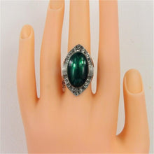 Load image into Gallery viewer, Plated Wavy Lace with Black Zircon Inlaid Red Imitation Gemstone Ring Silver with Diamond (Green) - Mega Discount Store Ghana