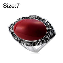 Load image into Gallery viewer, Plated Wavy Lace with Black Zircon Inlaid Red Imitation Gemstone Ring Silver with Diamond (Red) - Mega Discount Store Ghana