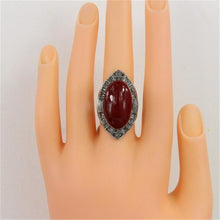Load image into Gallery viewer, Plated Wavy Lace with Black Zircon Inlaid Red Imitation Gemstone Ring Silver with Diamond (Red) - Mega Discount Store Ghana