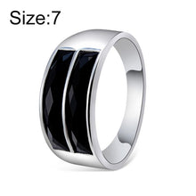Load image into Gallery viewer, Silver-Plated Inlaid Black Rectangular Square Ring for Women Silver with Diamond - Mega Discount Store Ghana