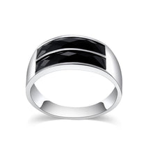 Load image into Gallery viewer, Silver-Plated Inlaid Black Rectangular Square Ring for Women Silver with Diamond - Mega Discount Store Ghana